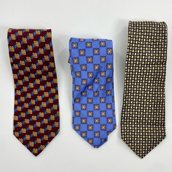 ROBERT TALBOTT BEST OF CLASS HAND SEWN ALL SILK PINK GEOMETRIC TIE BUNDLE (3) - Picture 1 of 16
